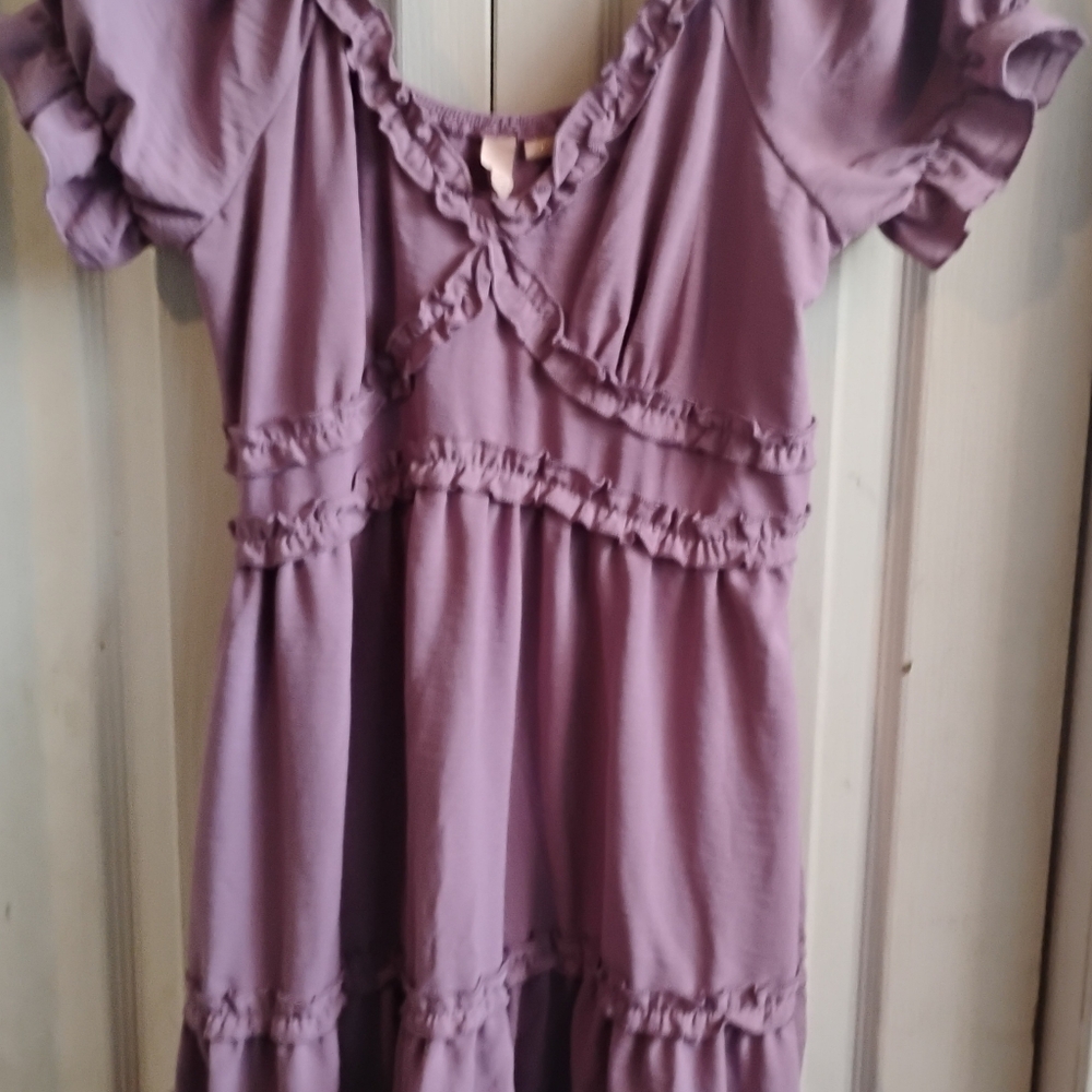 Purple Ruffled Women's Dress - Picture 12 of 12